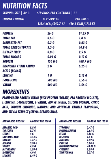 PROTEÍNA PREMIUM VEGANA VAINILLA 1 KG - Imagen 4